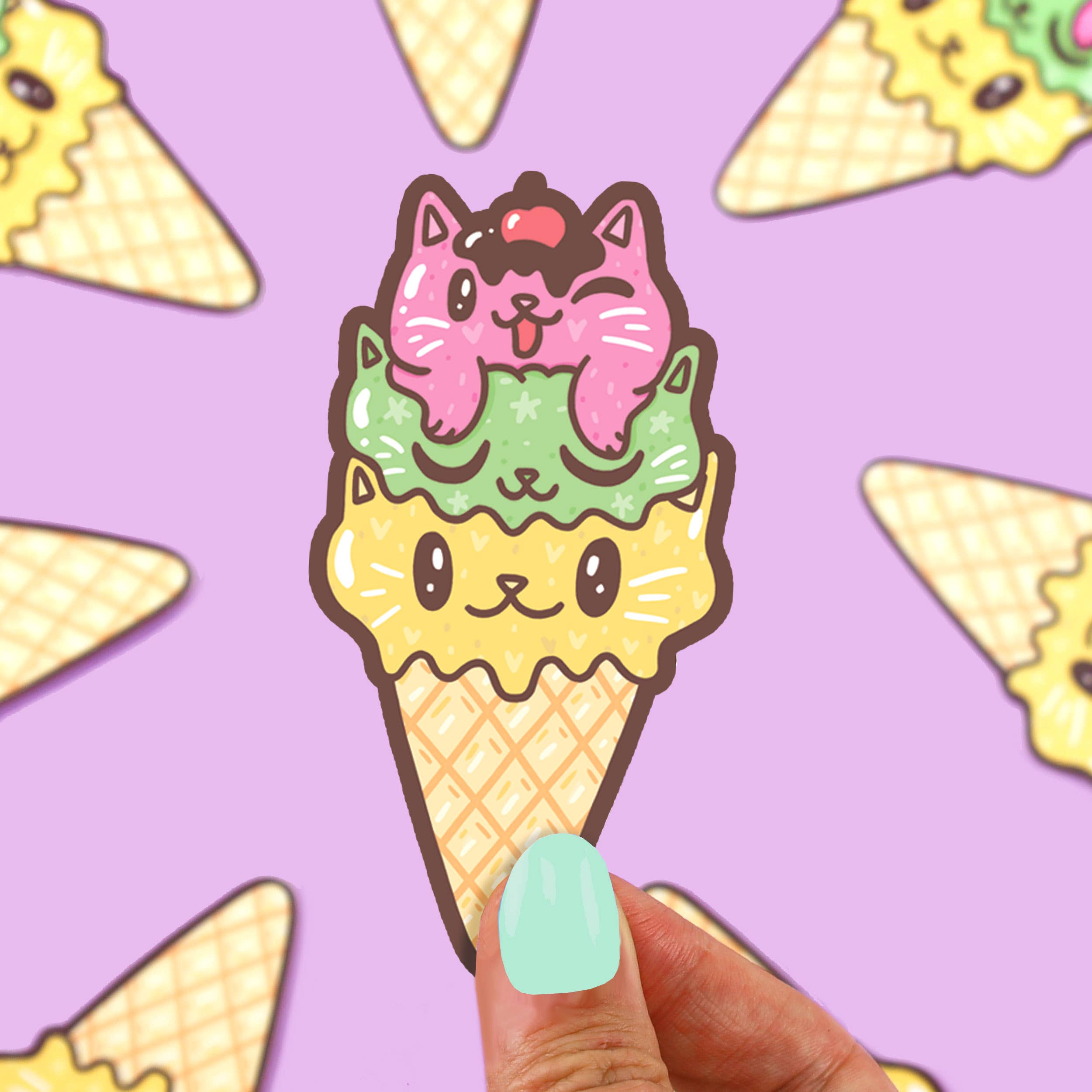 Ice Cream Kitty Vinyl Sticker