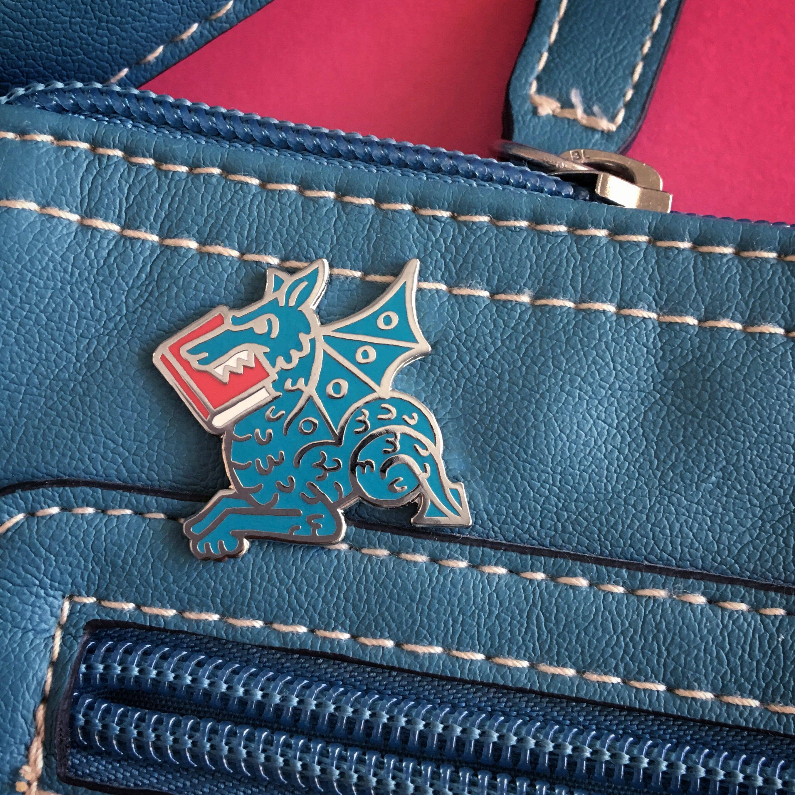 Book Wyrm enamel pin - Book Dragon pin