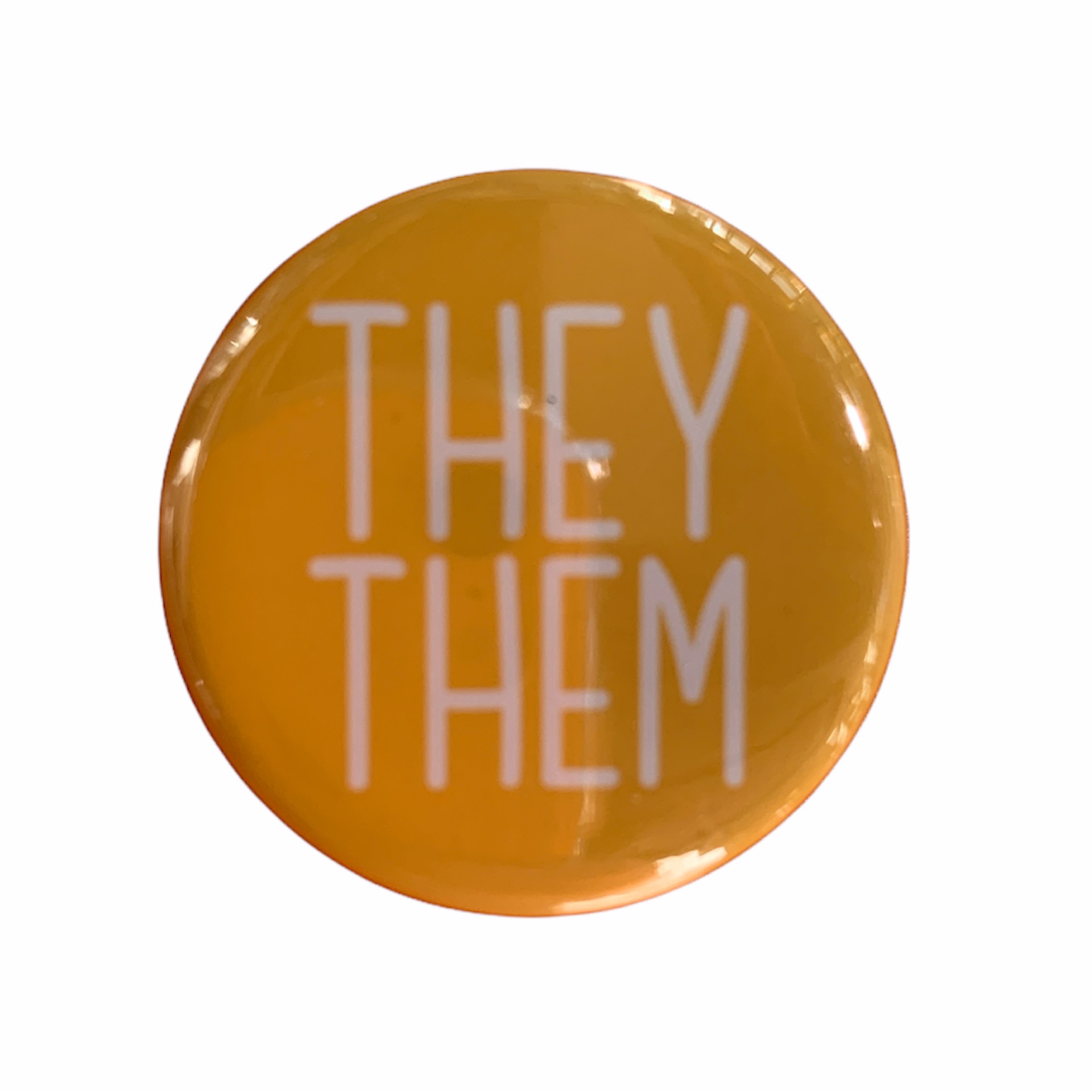 Pronoun Pinback Button Yellow They/them