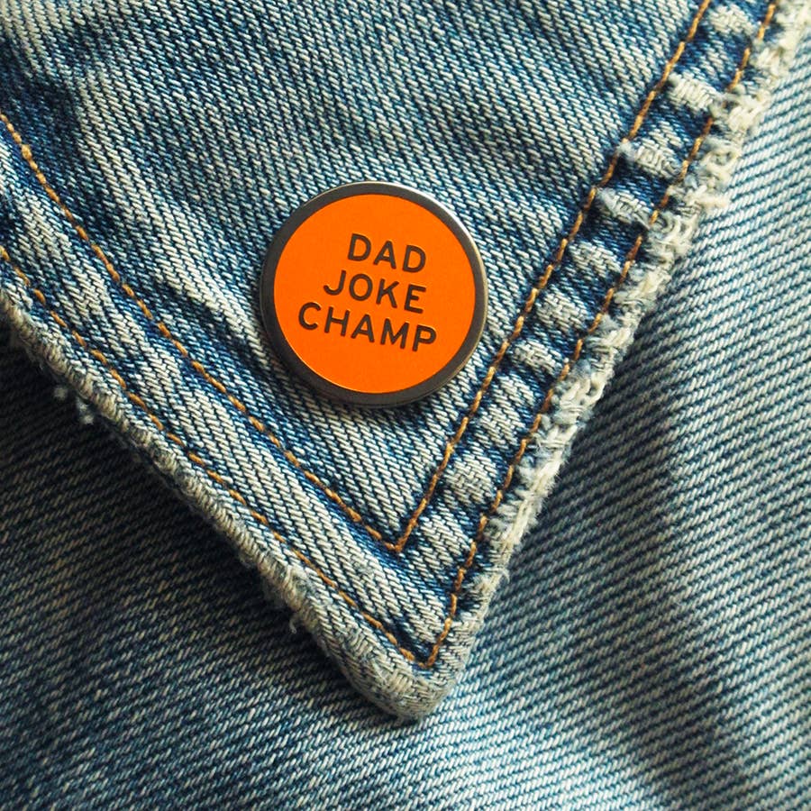 DAD JOKE CHAMP -ORANGE Enamel Pin