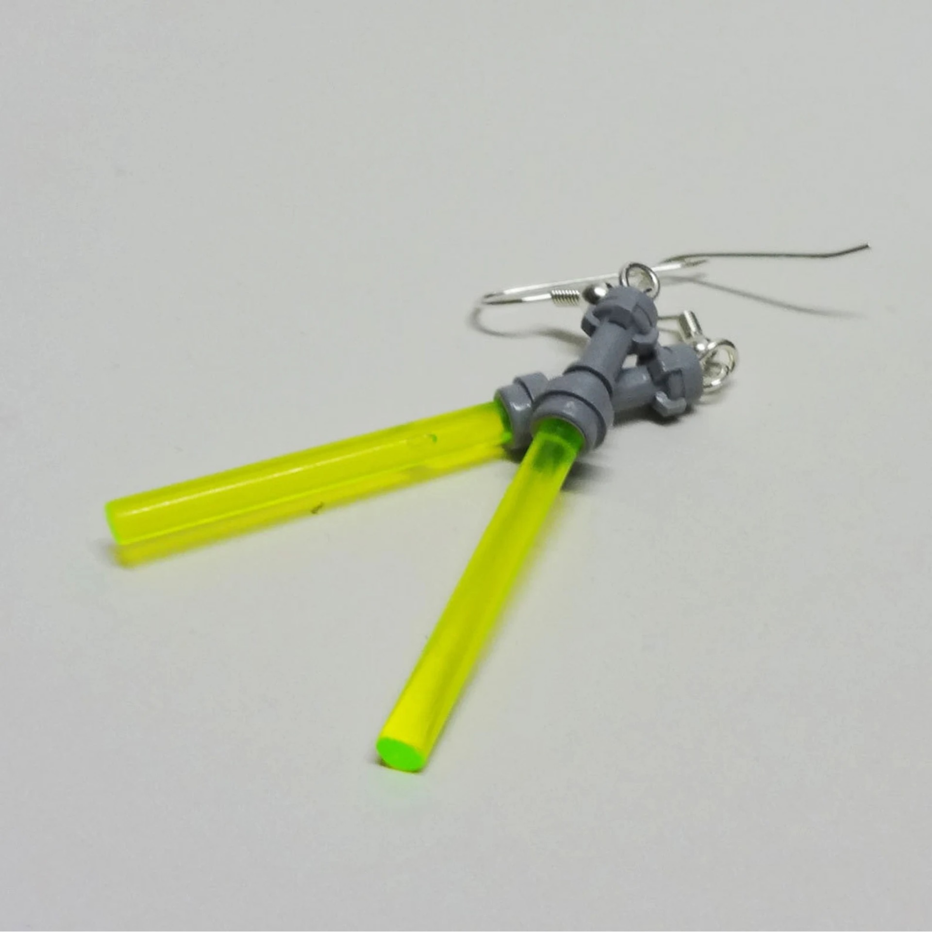 Yellow Light Saber Brick Earrings