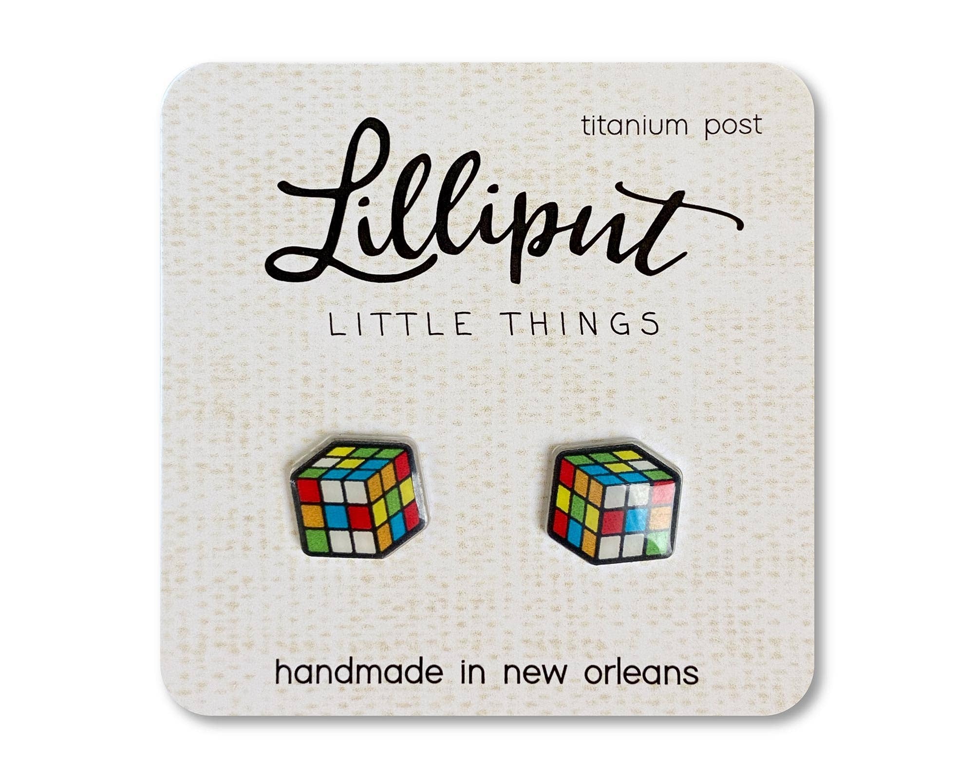 Retro Rubix Puzzle Cube Earrings