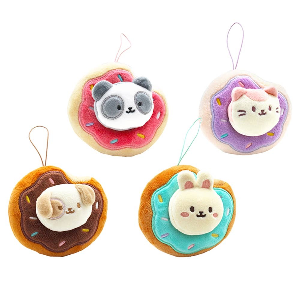 Donut Mini Cat Plush Keychain