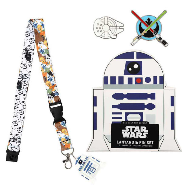 Star Wars Rebel Empire Characters R2D2 Lanyard 2 Lapel Pins Novelty Box Gift Set