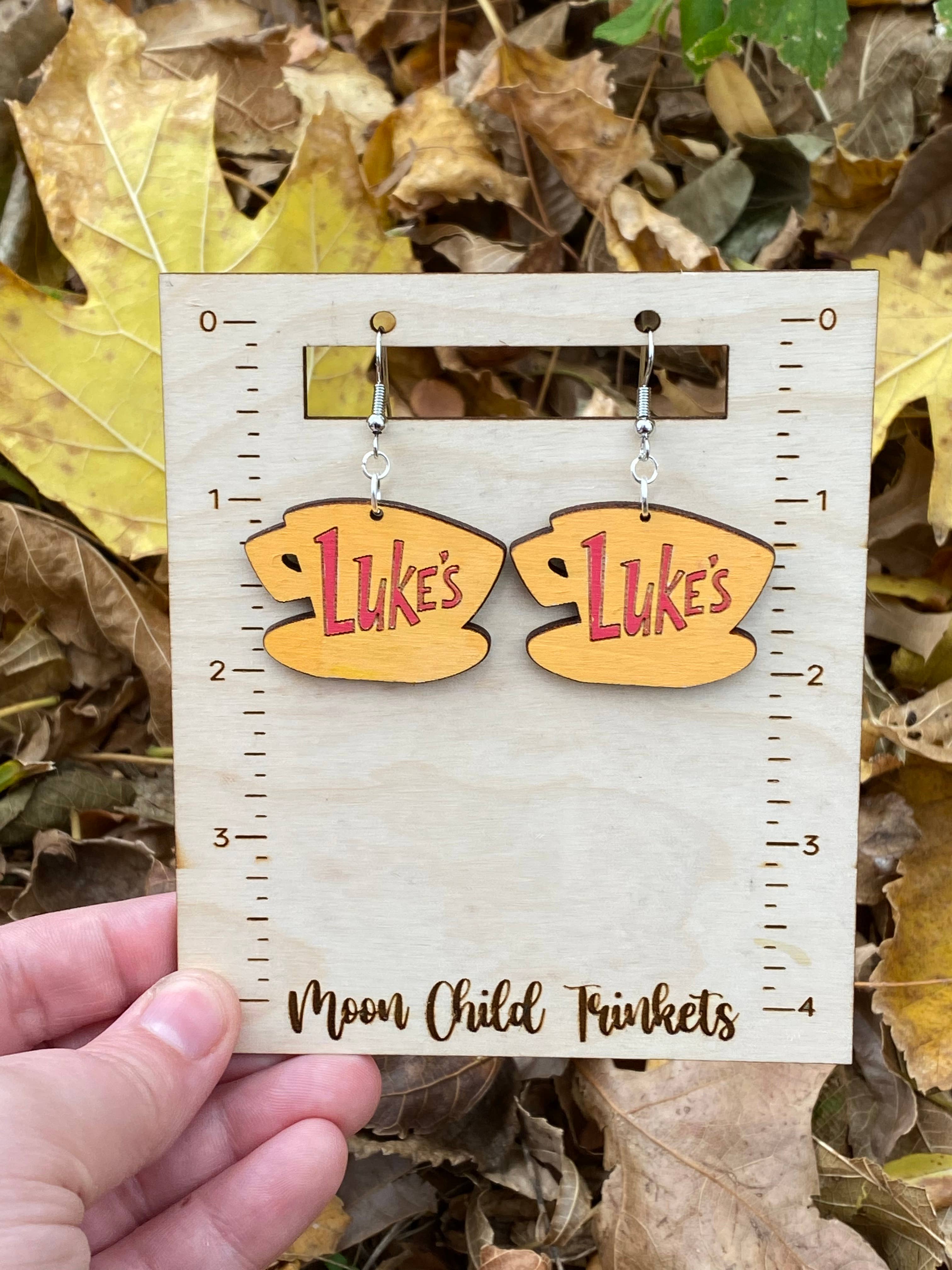 Gilmore Girls Lukes Diner Hand Painted Wood Earrings