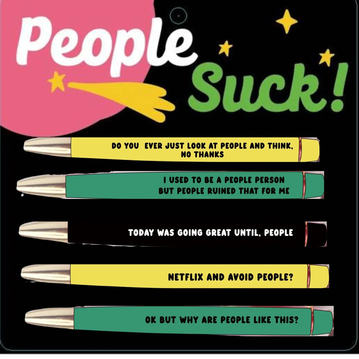 People Suck Pen Set (funny, misanthrope, gift, introvert)
