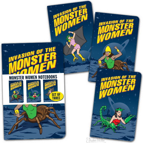 Monster Women Notebook Set of 3