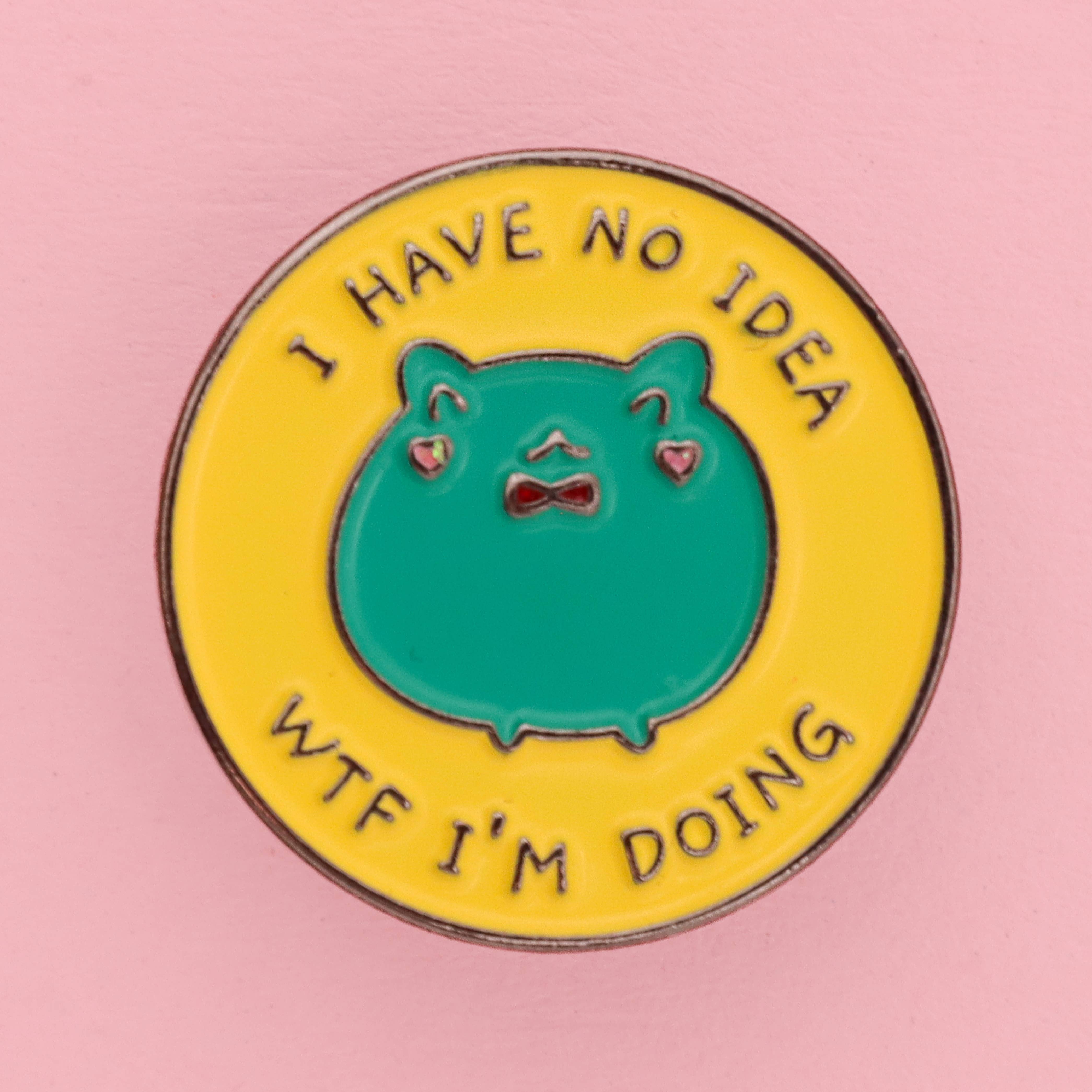 Kawaii frog idk what I'm doing funny enamel pin badge