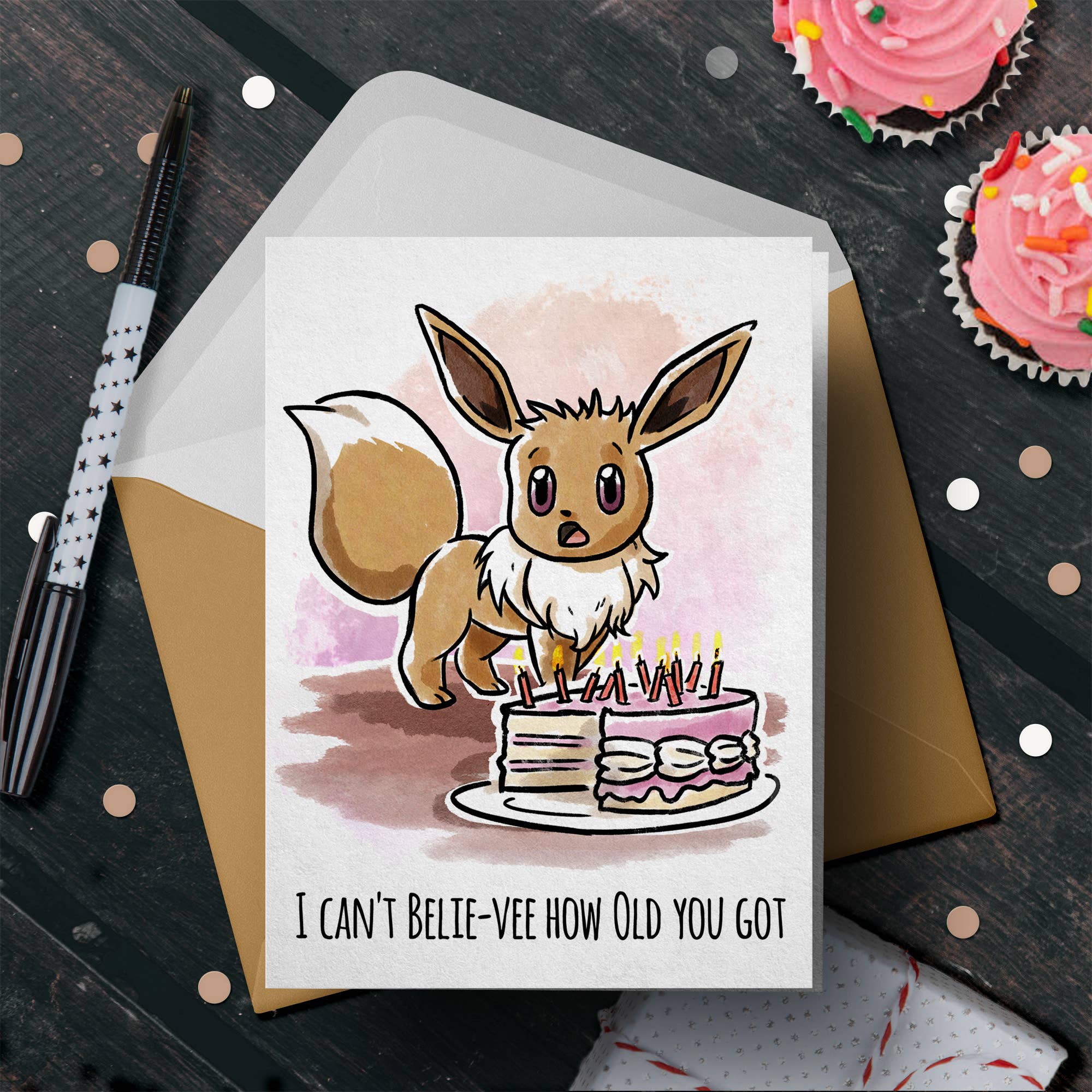 "Can't Belie-vee How Old" - Nerd Anime Critter Birthday Card