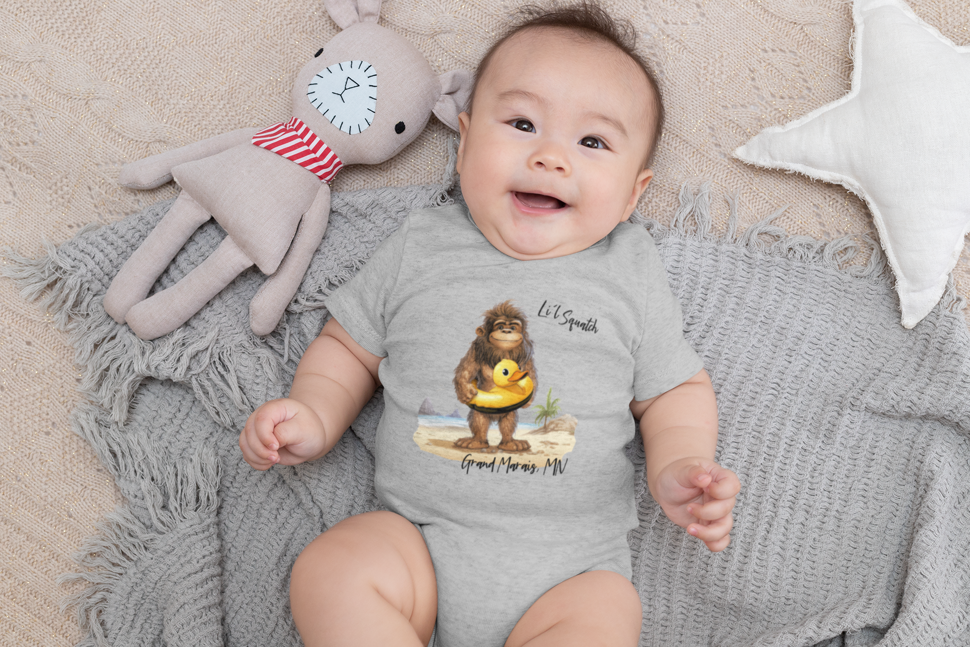 Li'l Squatch one piece bodysuit for babies