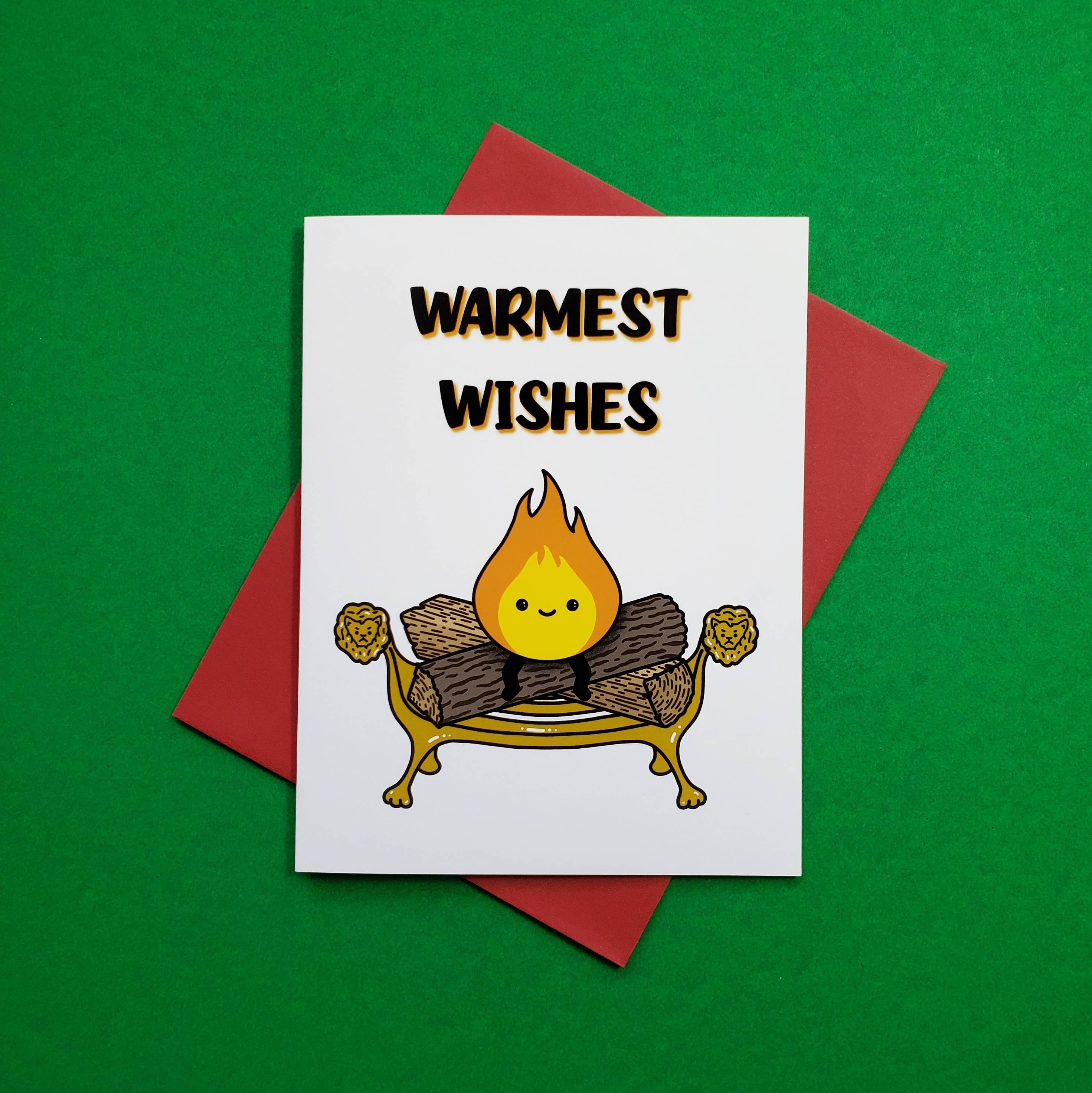 Warmest wishes fireplace greeting card