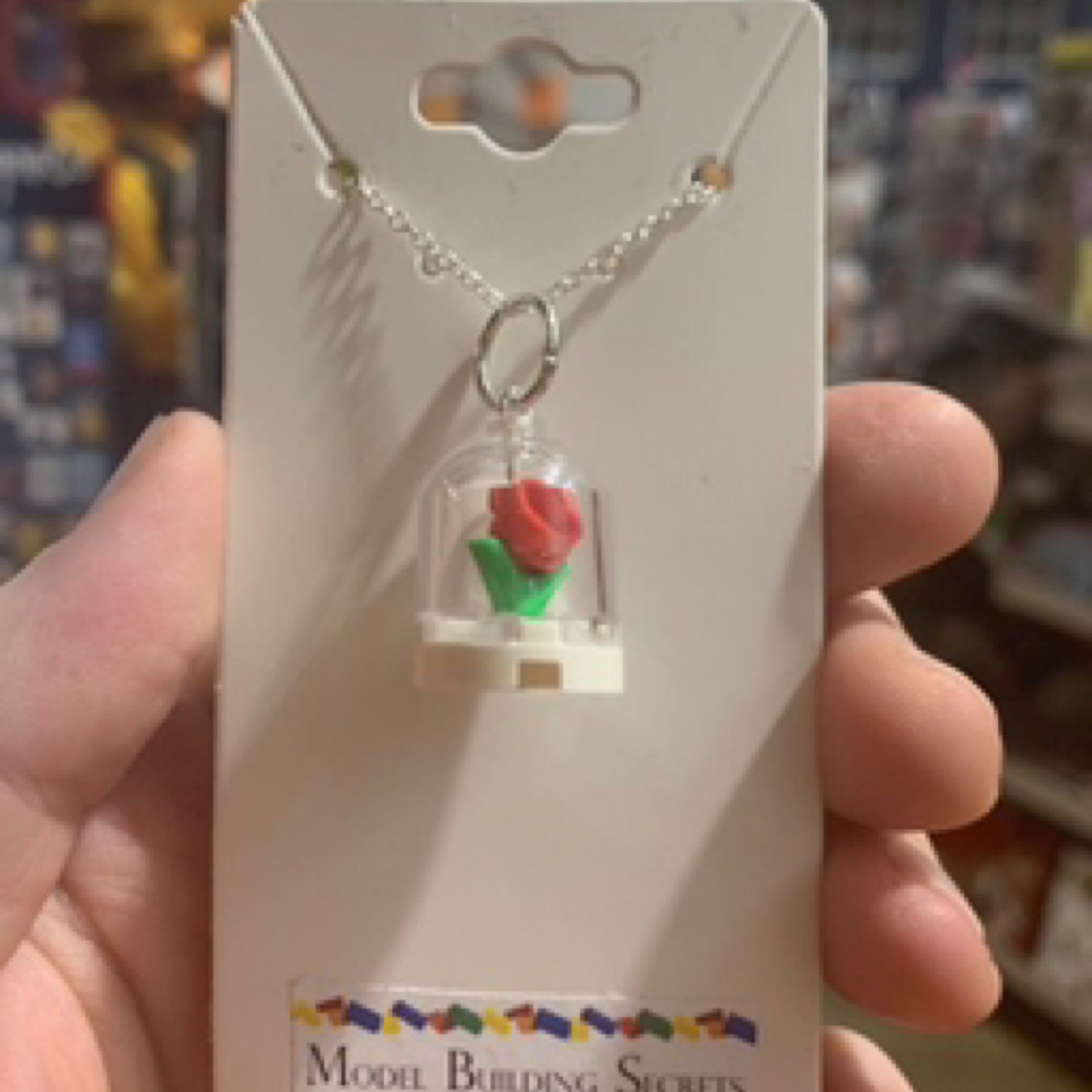 Brick Rose in Glass Necklace