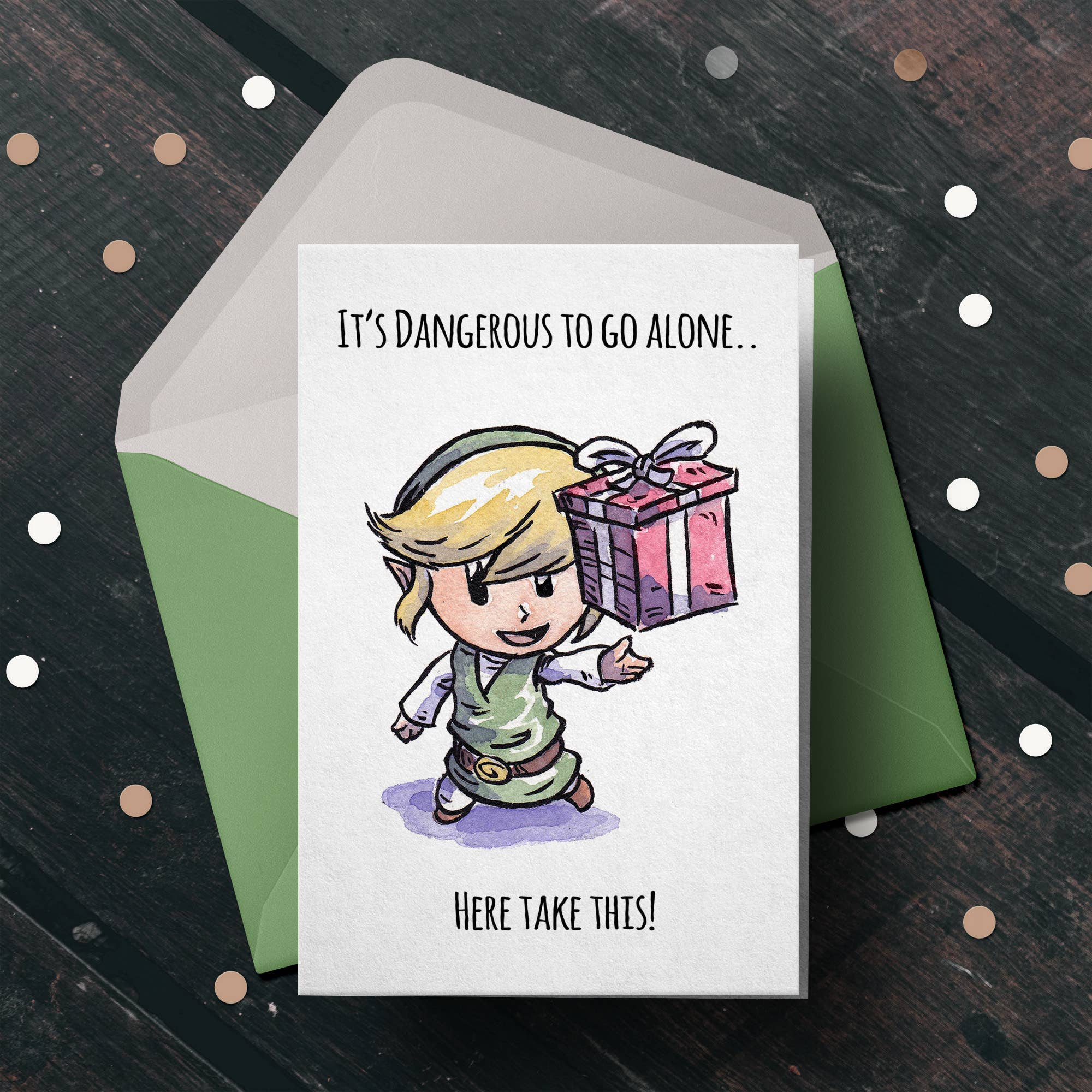 "Here Take This" - Fantasy Adventure Elf Gamer Birthday Card