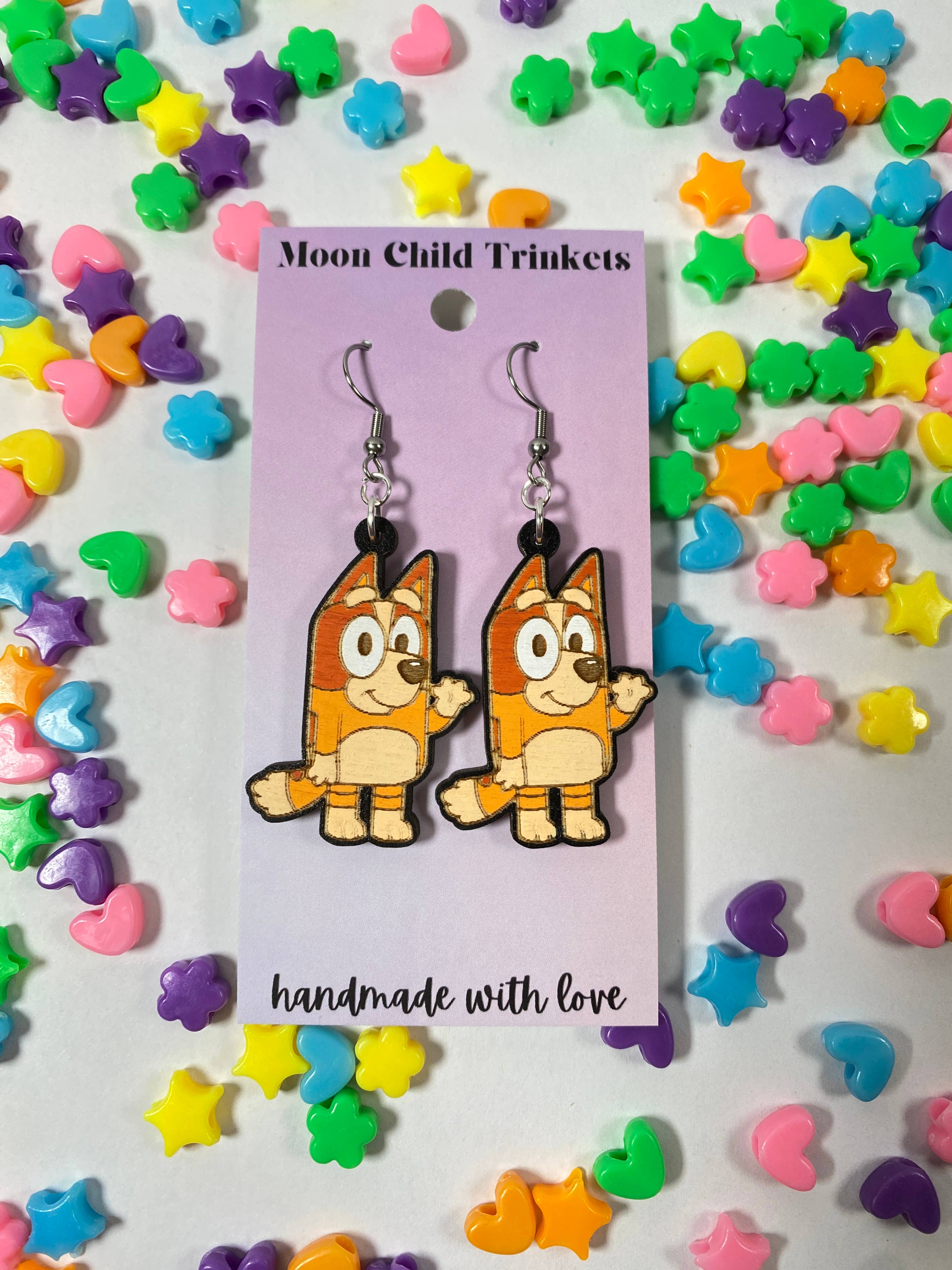 Cartoon Red Australian Cattle Dog Hand Painted Earrings