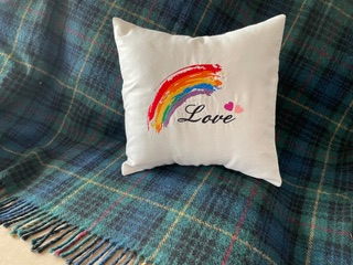 Love Rainbow Embroidered Pillow