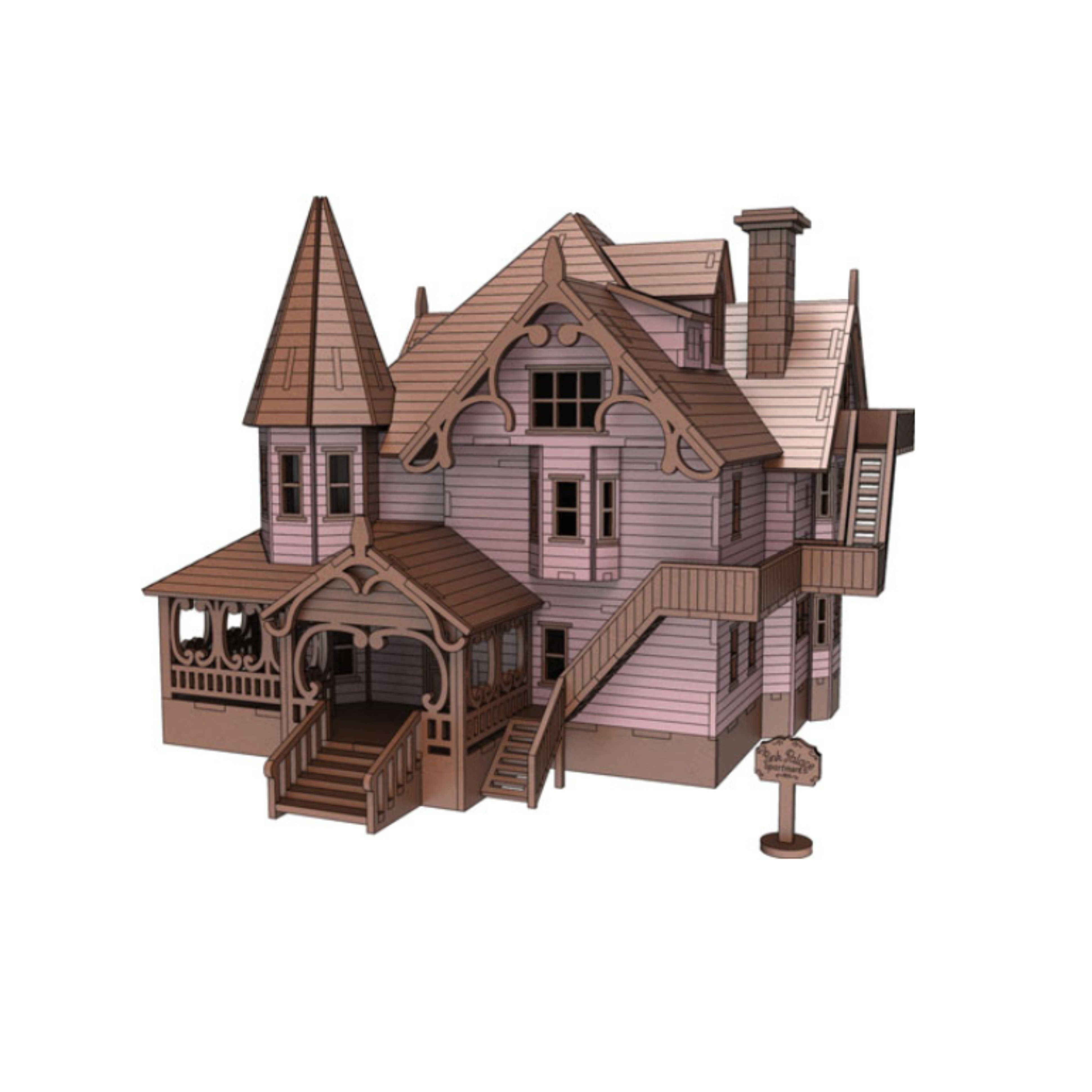 Pink Palace Coraline Model House—3D Puzzle with Intricate De