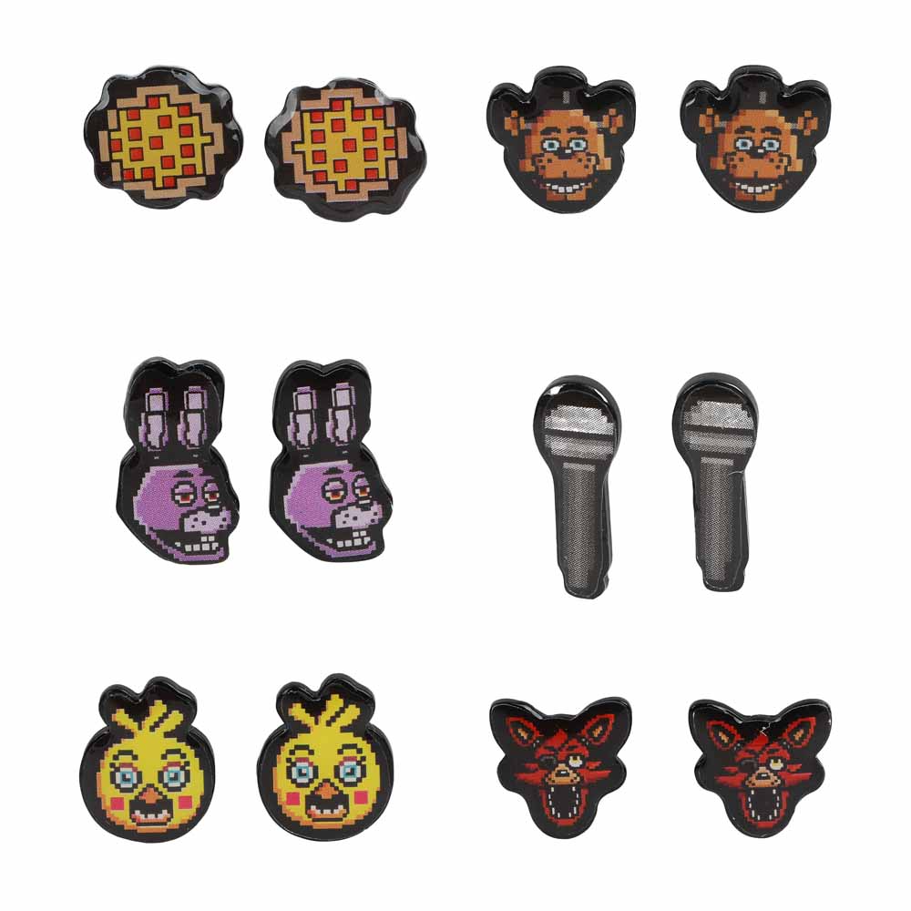 Five Nights at Freddy S Pixelated 6 Pack Earring Set