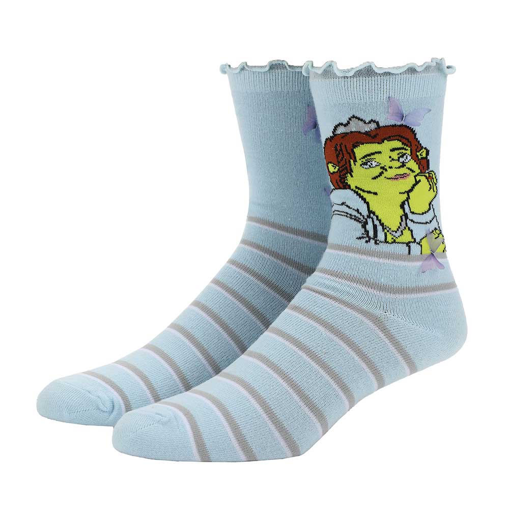 Shrek Fiona & Butterflies Women s Blue Casual Crew Socks
