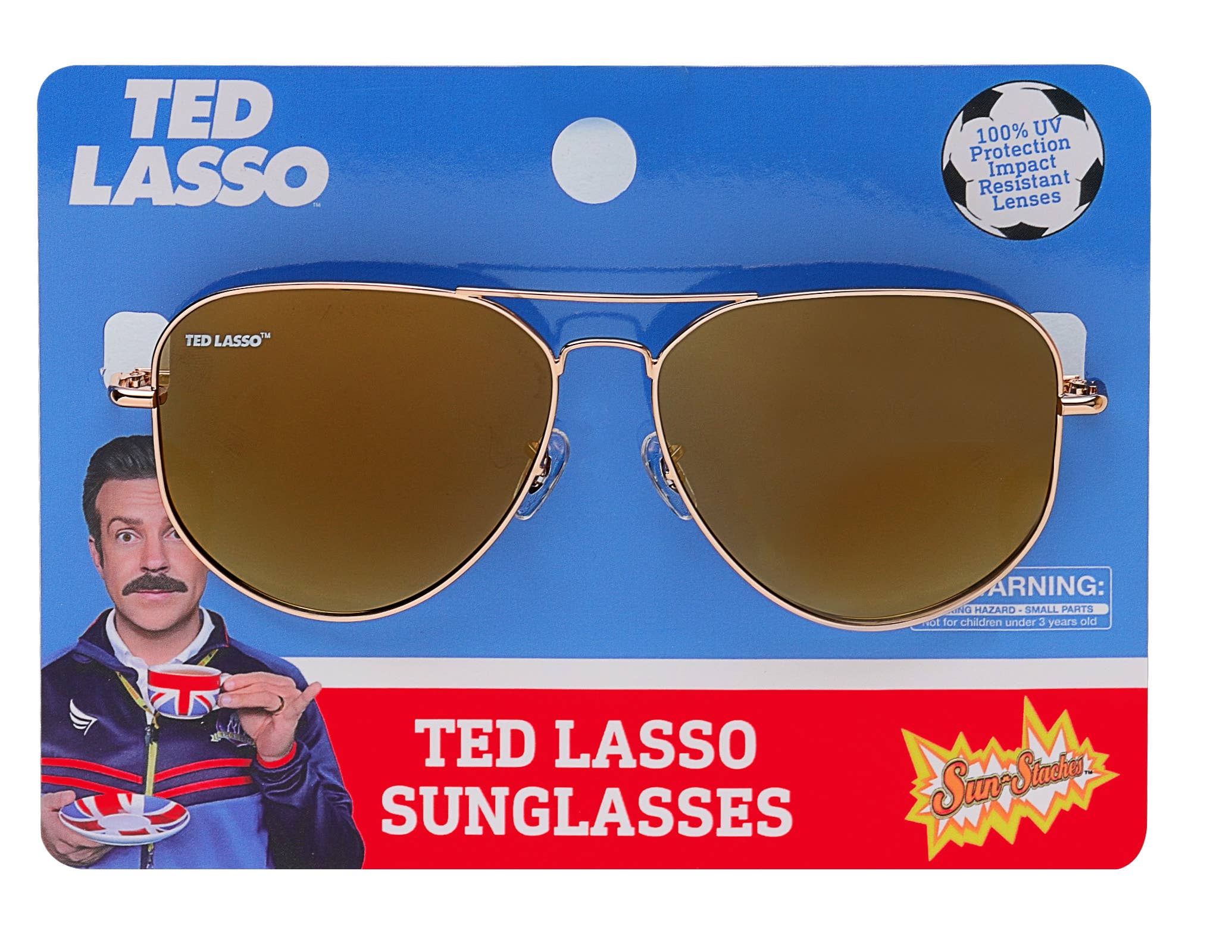 Officially Licensed Ted Lasso Gold Aviator Sun-Staches