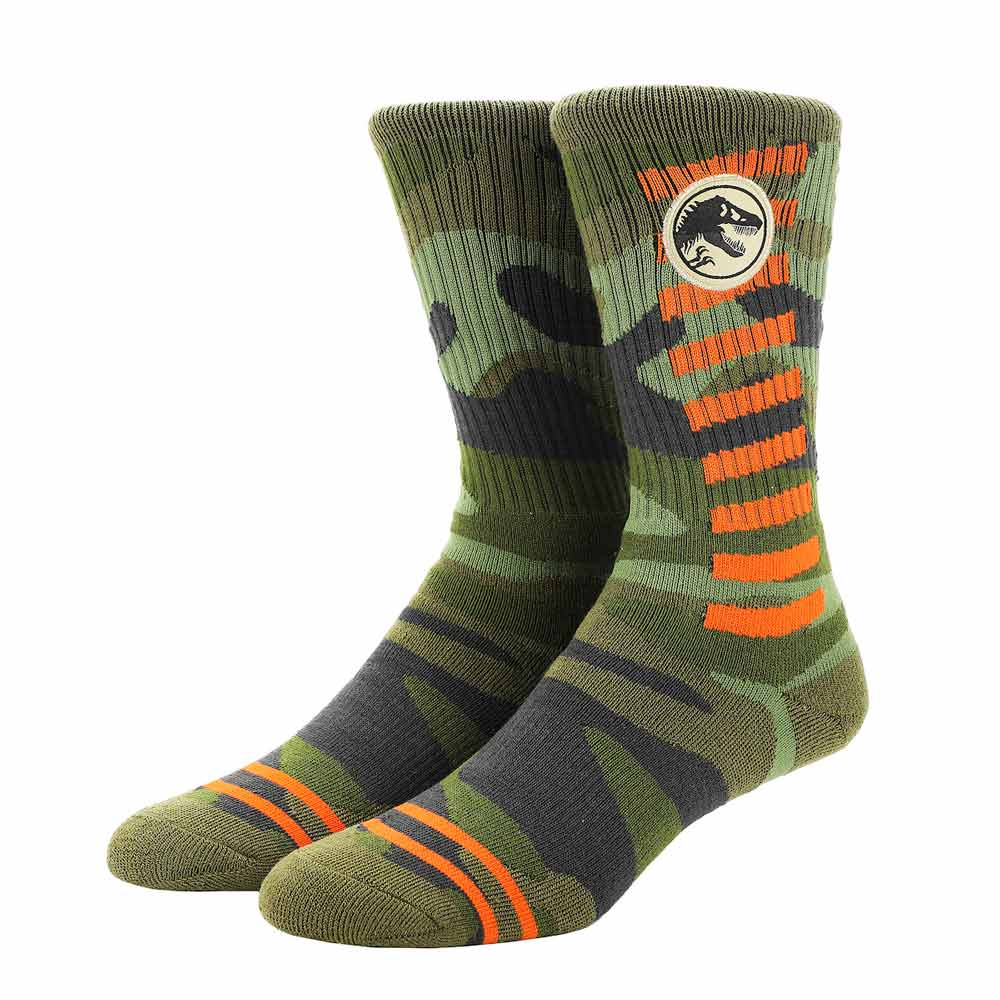 Jurassic Park Camo Dinosaur Men's Athletic Crew Socks