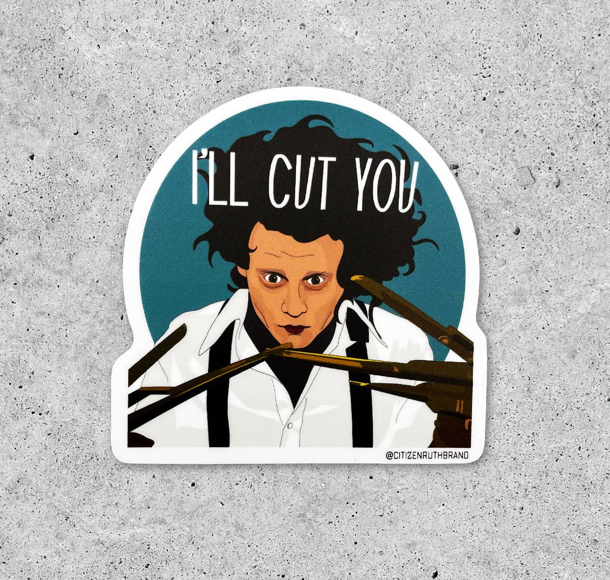 Edward Scissorhands I'll Cut You vinyl sticker