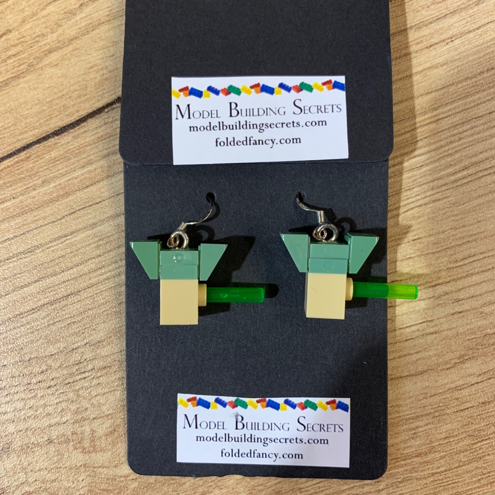 Little Green Space Wizard w/ Laser Sword Earrings