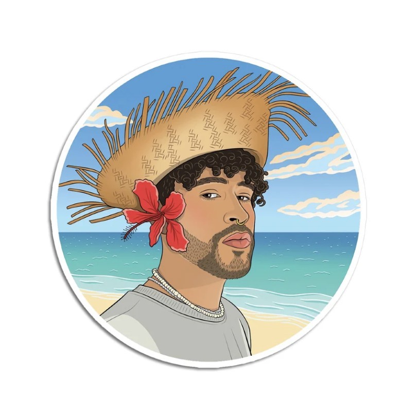 Beach Bad Bunny Die Cut Sticker