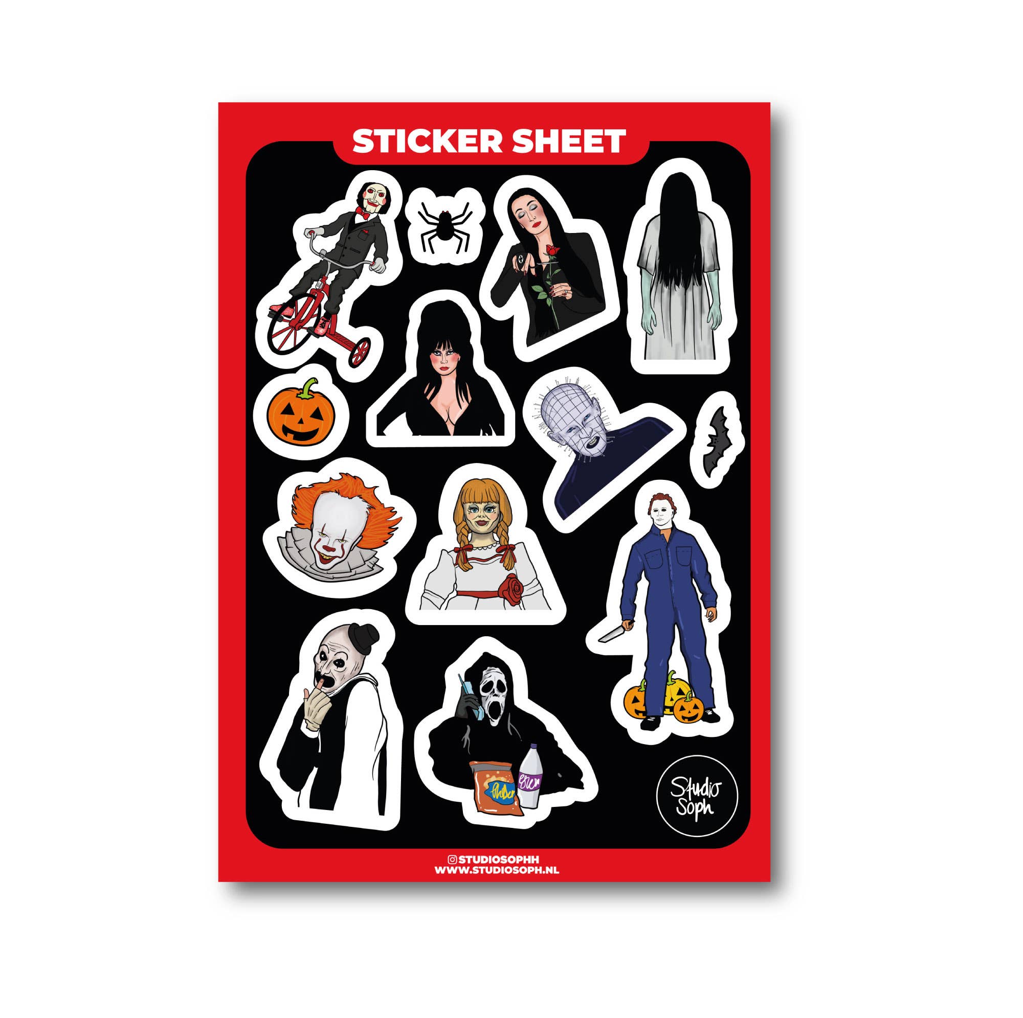 Horror Icons Halloween A5 Sticker Sheet