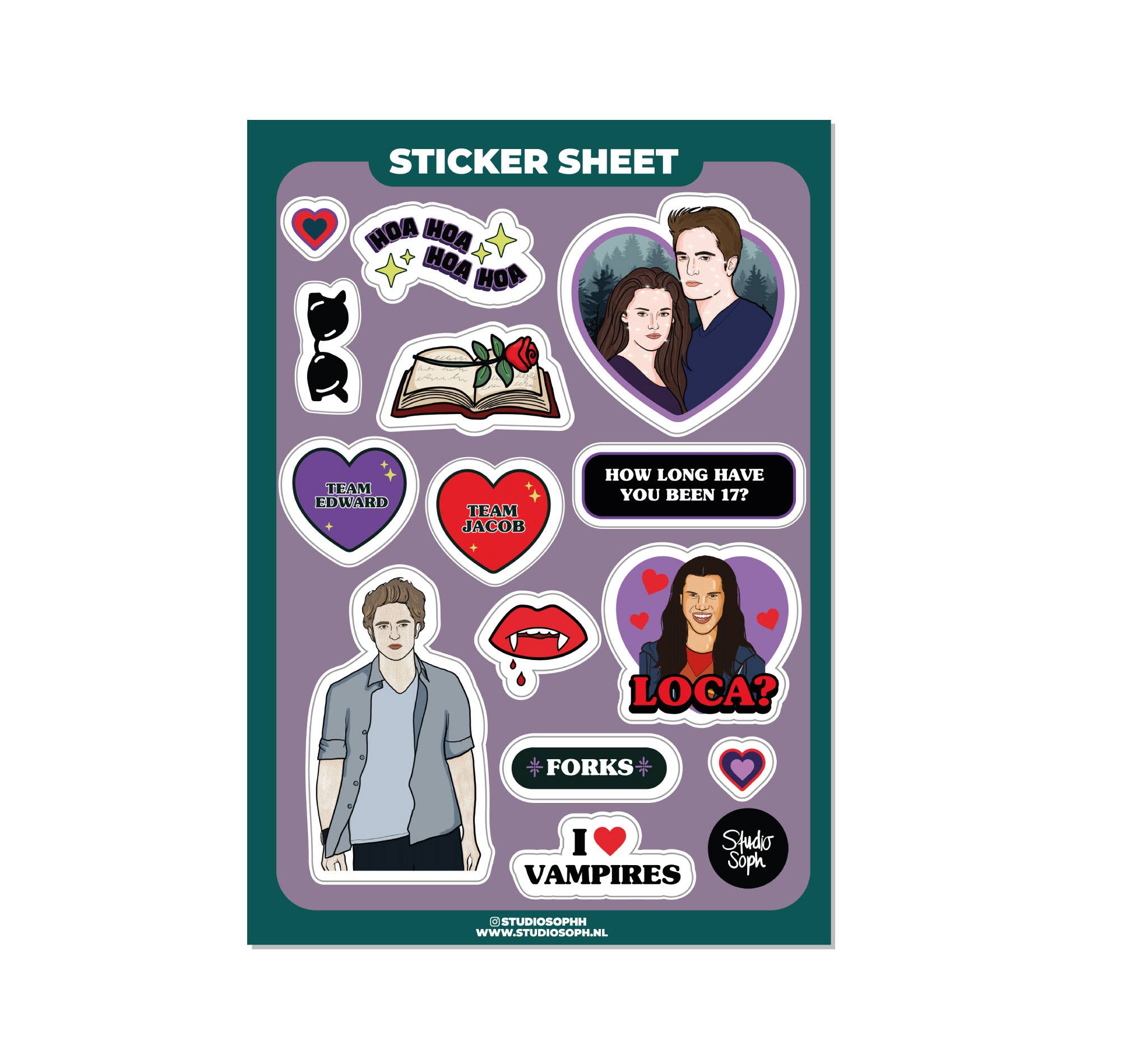 I Love Vampires Sticker Sheet