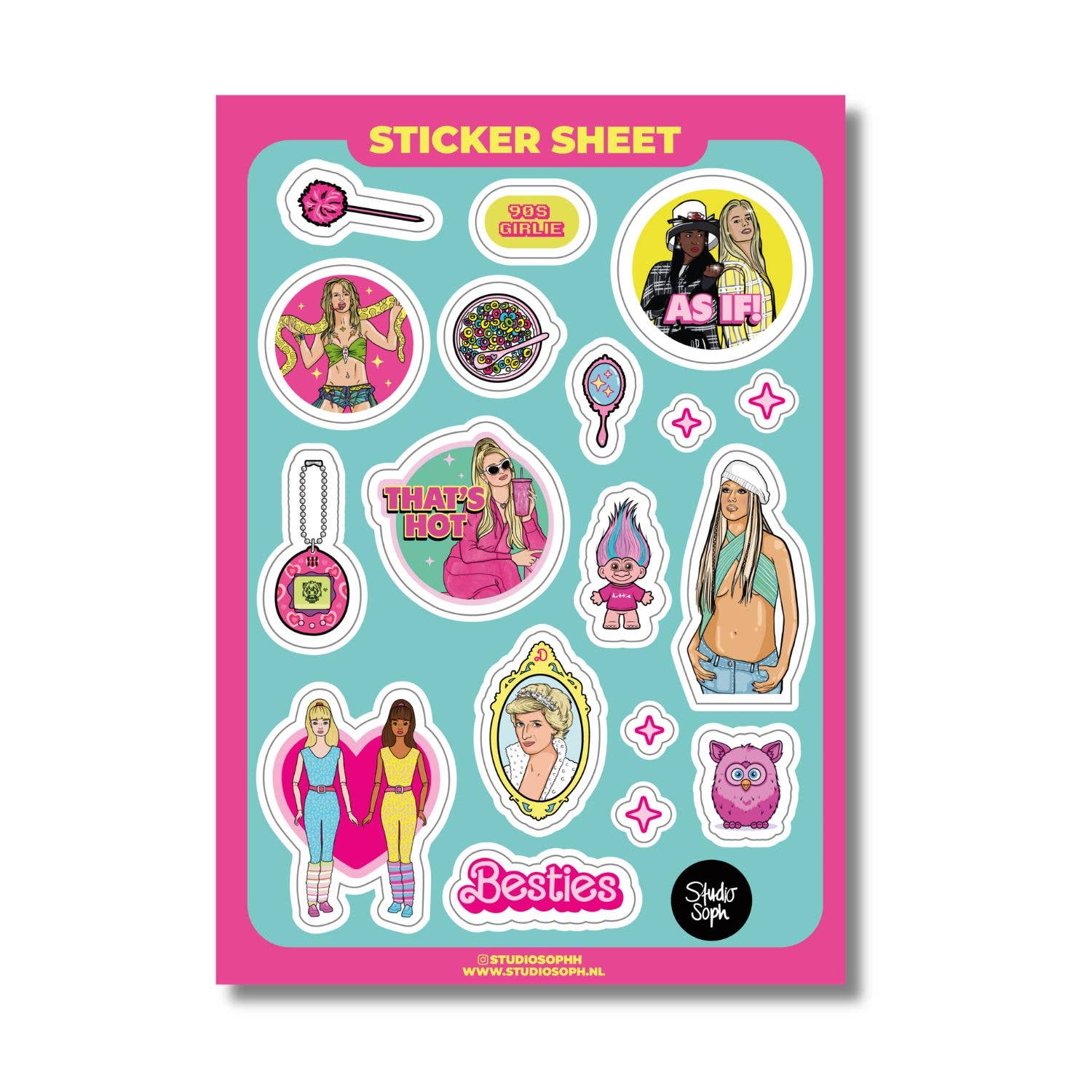 90's Pop Culture Girlie A5 Sticker Sheet