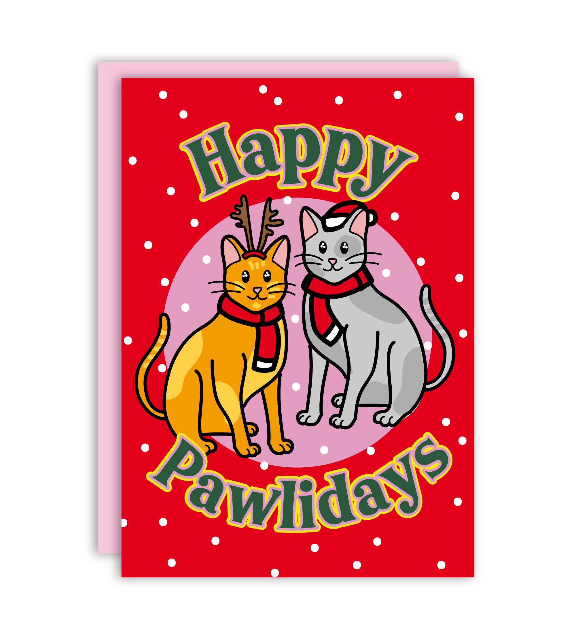 Happy Pawlidays Cats Christmas Funny Greeting Card