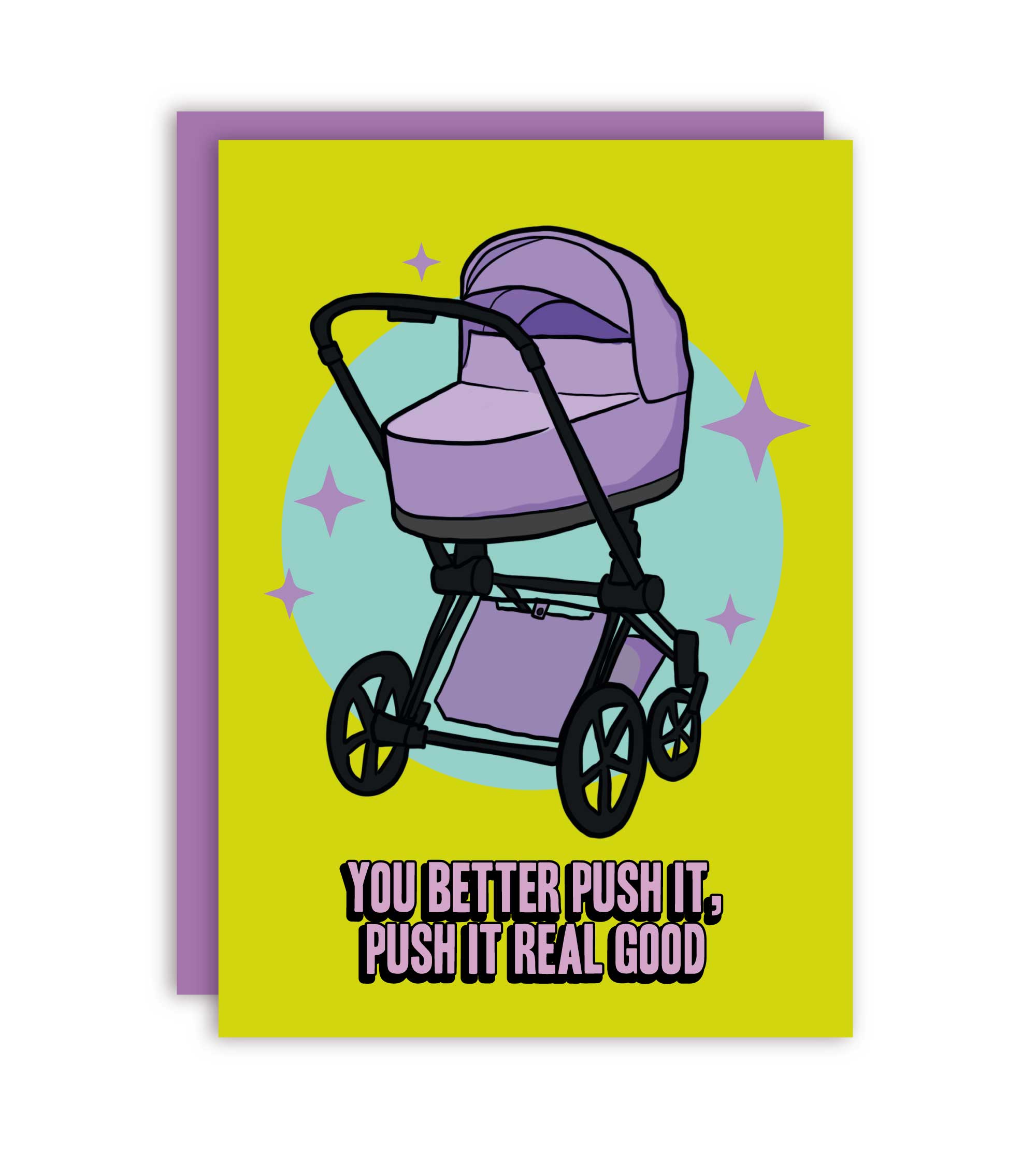 Push It Real Good Funny Stroller Baby Shower Greeting Card
